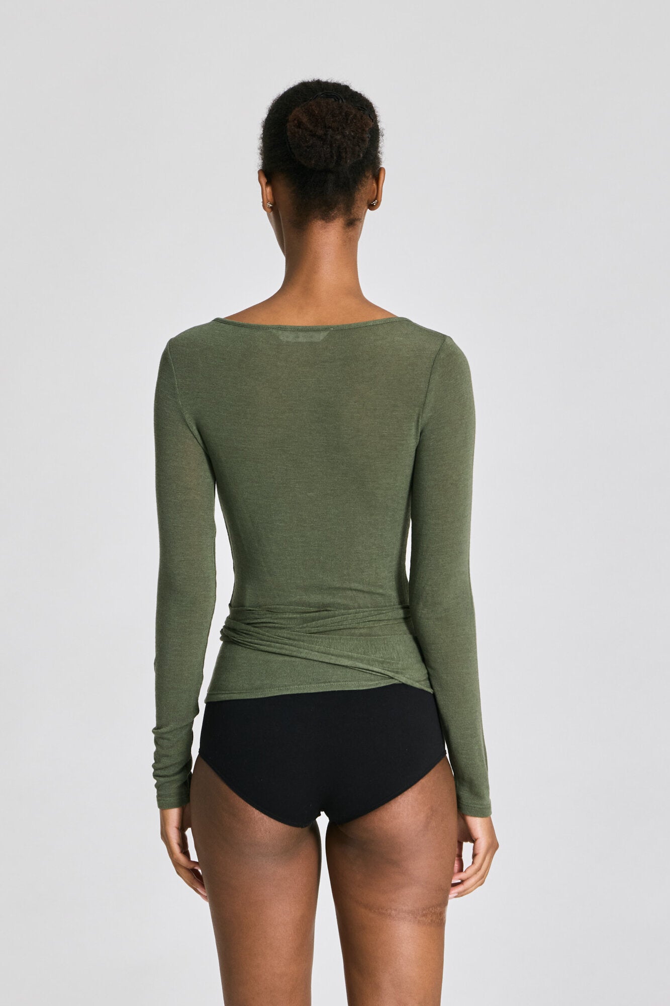 Anne Wrap langærmet t-shirt - Olive Night